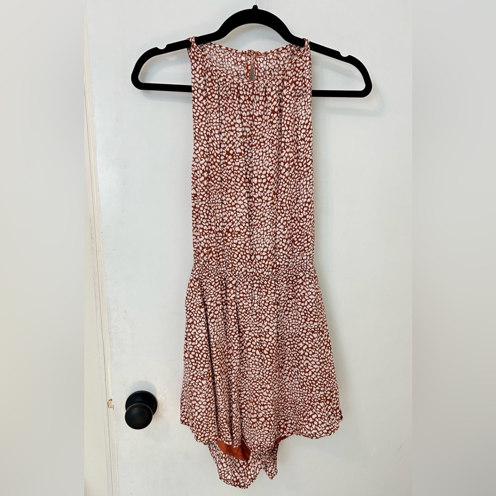 Pink Lily Brown and White Romper